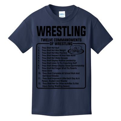 Twelve Commandments Of Wrestling T Kids T-Shirt