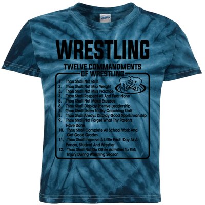 Twelve Commandments Of Wrestling T Kids Tie-Dye T-Shirt