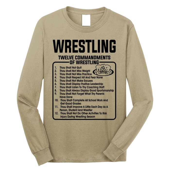 Twelve Commandments Of Wrestling T Long Sleeve Shirt