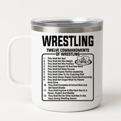 Twelve Commandments Of Wrestling T 12 oz Stainless Steel Tumbler Cup