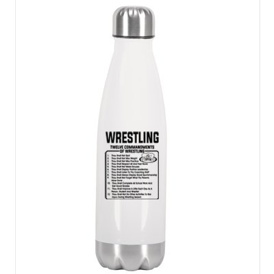 Twelve Commandments Of Wrestling T Stainless Steel Insulated Water Bottle