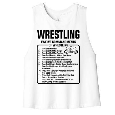 Twelve Commandments Of Wrestling T Women's Racerback Cropped Tank