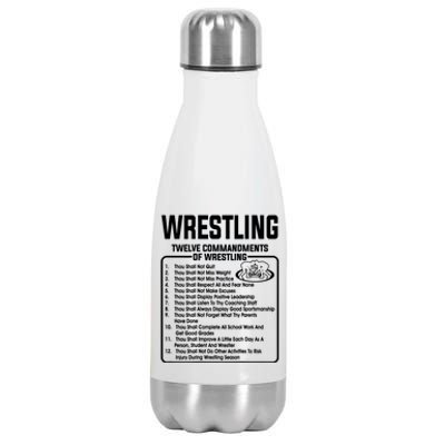 Twelve Commandments Of Wrestling T Stainless Steel Insulated Water Bottle