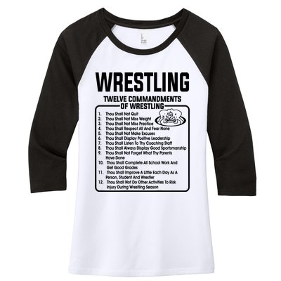 Twelve Commandments Of Wrestling T Women's Tri-Blend 3/4-Sleeve Raglan Shirt