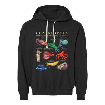 The Cephalopod Octopus Squid Cuttlefish And Nautilus Garment-Dyed Fleece Hoodie