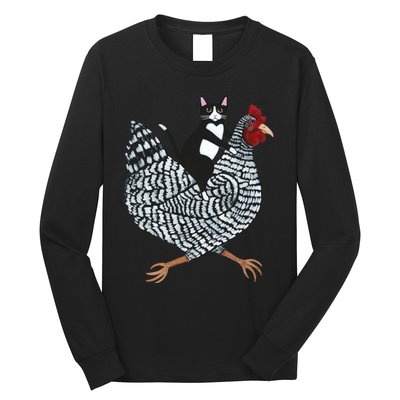 Tuxedo Cat On A Chicken Long Sleeve Shirt