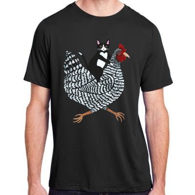 Tuxedo Cat On A Chicken Adult ChromaSoft Performance T-Shirt