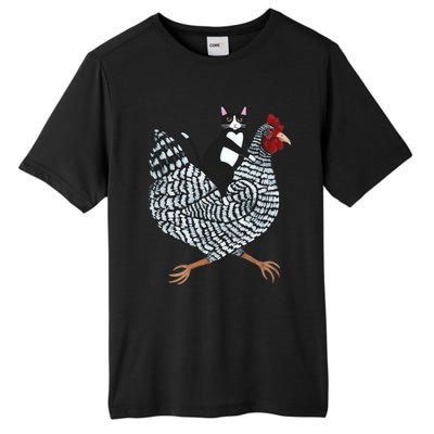 Tuxedo Cat On A Chicken Tall Fusion ChromaSoft Performance T-Shirt