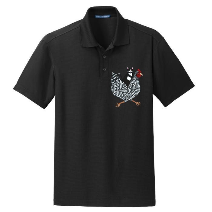 Tuxedo Cat On A Chicken Dry Zone Grid Polo