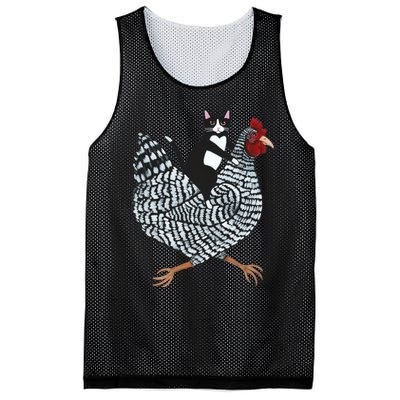 Tuxedo Cat On A Chicken Mesh Reversible Basketball Jersey Tank