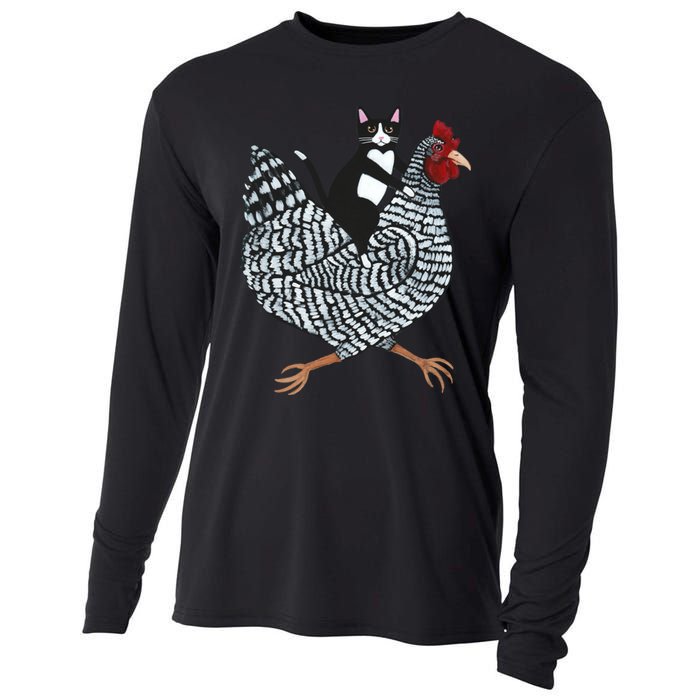 Tuxedo Cat On A Chicken Cooling Performance Long Sleeve Crew