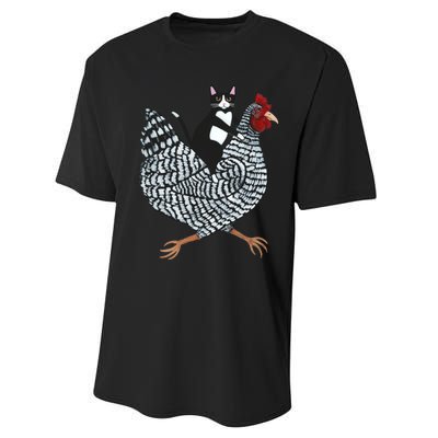 Tuxedo Cat On A Chicken Performance Sprint T-Shirt