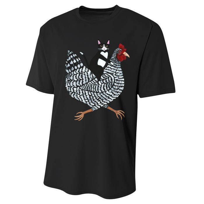 Tuxedo Cat On A Chicken Performance Sprint T-Shirt