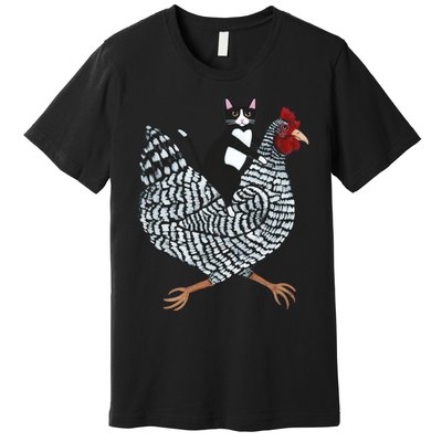 Tuxedo Cat On A Chicken Premium T-Shirt