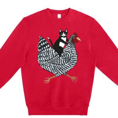 Tuxedo Cat On A Chicken Premium Crewneck Sweatshirt