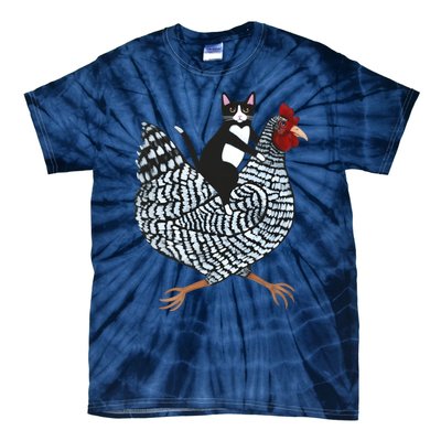 Tuxedo Cat On A Chicken Funny Pet Animal Lover Tie-Dye T-Shirt