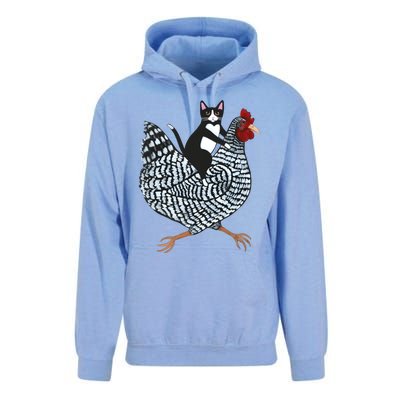 Tuxedo Cat On A Chicken Funny Pet Animal Lover Unisex Surf Hoodie