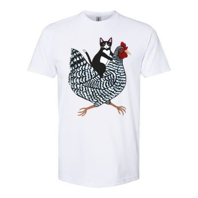 Tuxedo Cat On A Chicken Funny Pet Animal Lover Softstyle CVC T-Shirt