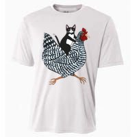 Tuxedo Cat On A Chicken Funny Pet Animal Lover Cooling Performance Crew T-Shirt