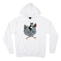 Tuxedo Cat On A Chicken Funny Pet Animal Lover Hoodie