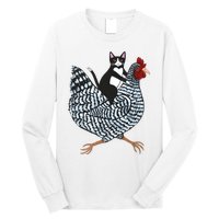 Tuxedo Cat On A Chicken Funny Pet Animal Lover Long Sleeve Shirt