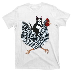 Tuxedo Cat On A Chicken Funny Pet Animal Lover T-Shirt