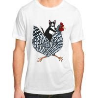 Tuxedo Cat On A Chicken Funny Pet Animal Lover Adult ChromaSoft Performance T-Shirt