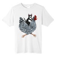 Tuxedo Cat On A Chicken Funny Pet Animal Lover Tall Fusion ChromaSoft Performance T-Shirt