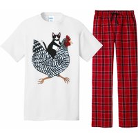 Tuxedo Cat On A Chicken Funny Pet Animal Lover Pajama Set