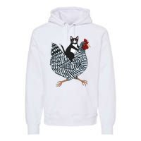 Tuxedo Cat On A Chicken Funny Pet Animal Lover Premium Hoodie