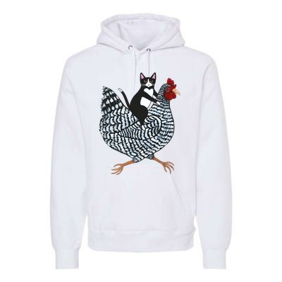 Tuxedo Cat On A Chicken Funny Pet Animal Lover Premium Hoodie