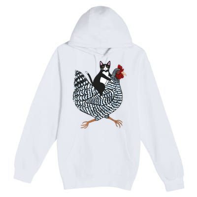 Tuxedo Cat On A Chicken Funny Pet Animal Lover Premium Pullover Hoodie