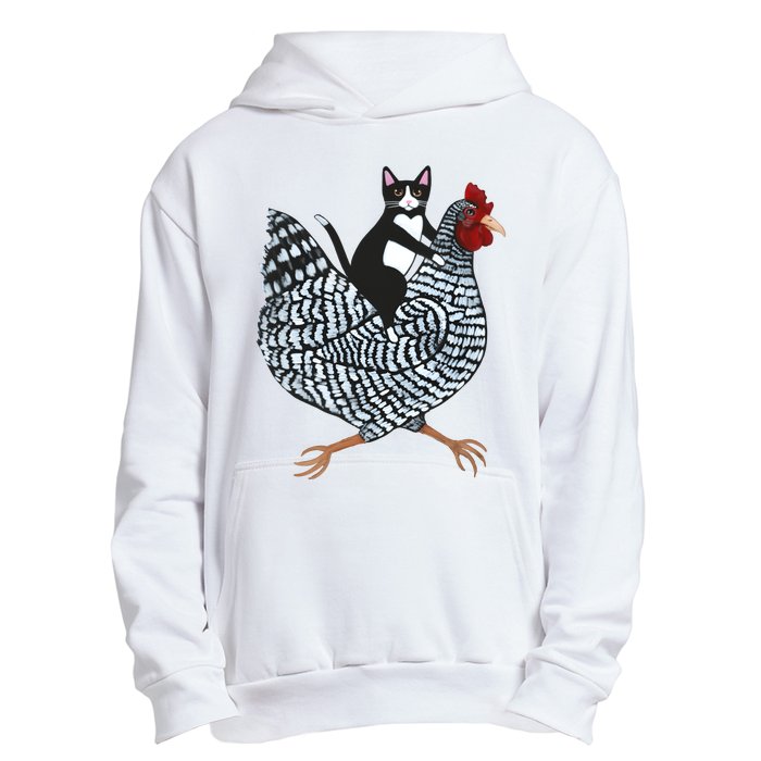 Tuxedo Cat On A Chicken Funny Pet Animal Lover Urban Pullover Hoodie