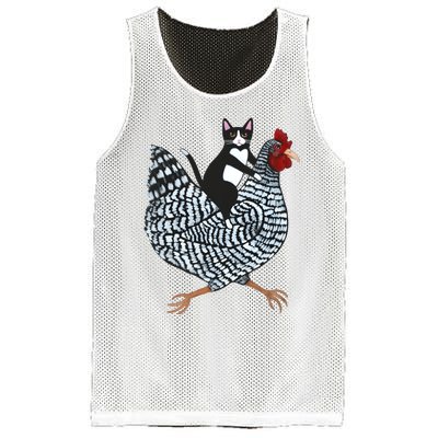 Tuxedo Cat On A Chicken Funny Pet Animal Lover Mesh Reversible Basketball Jersey Tank