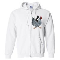 Tuxedo Cat On A Chicken Funny Pet Animal Lover Full Zip Hoodie