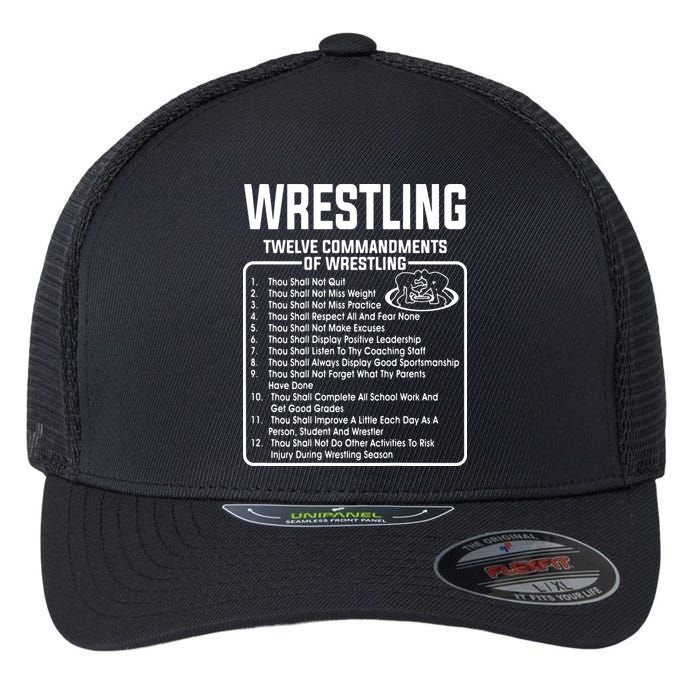 Twelve Commandments Of Wrestling Flexfit Unipanel Trucker Cap