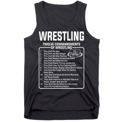 Twelve Commandments Of Wrestling Tank Top