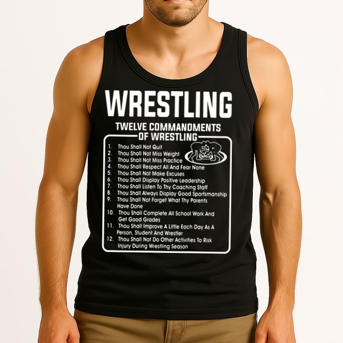 Twelve Commandments Of Wrestling Tank Top