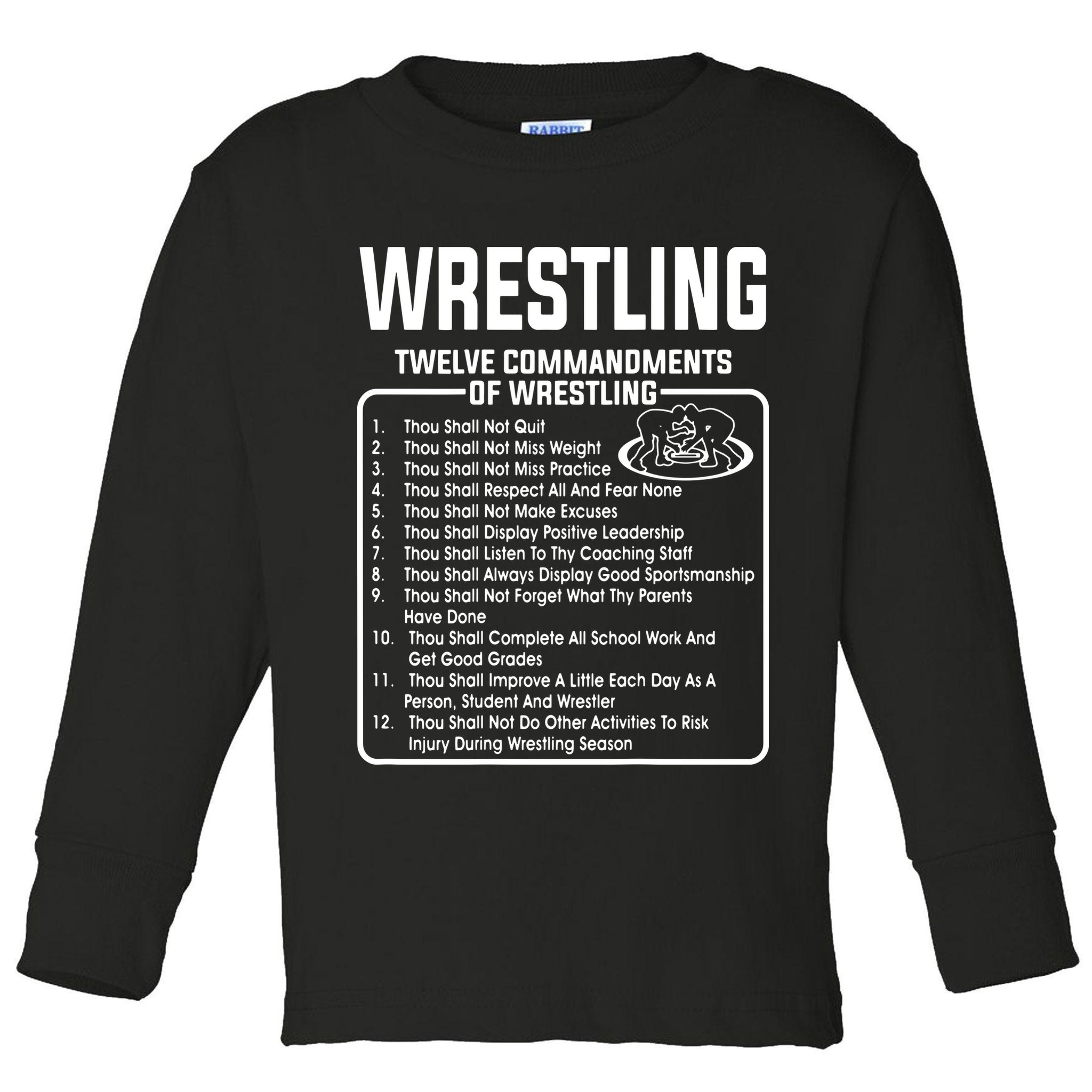 Twelve Commandments Of Wrestling Toddler Long Sleeve Shirt