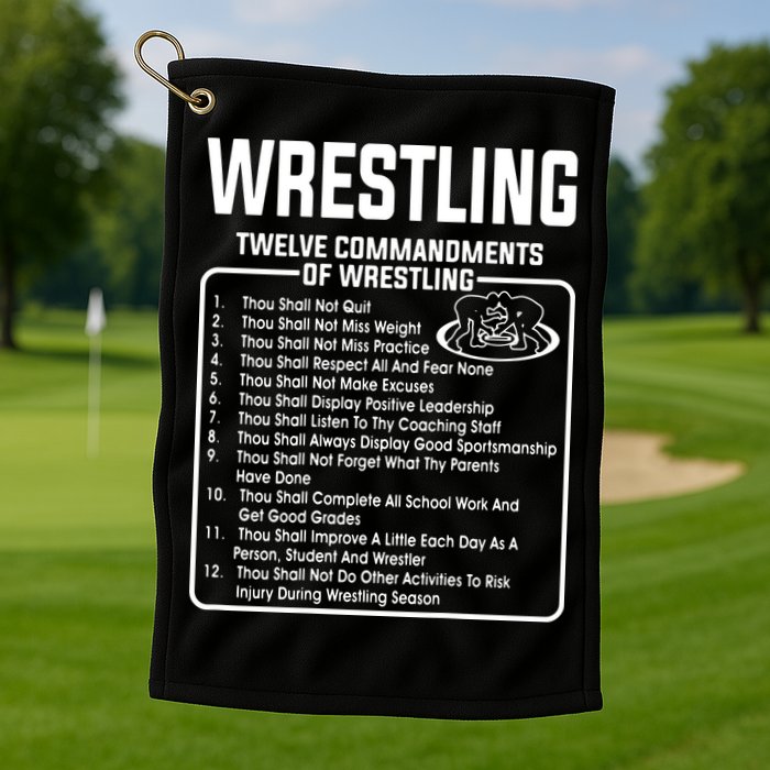 Twelve Commandments Of Wrestling Golf Towel
