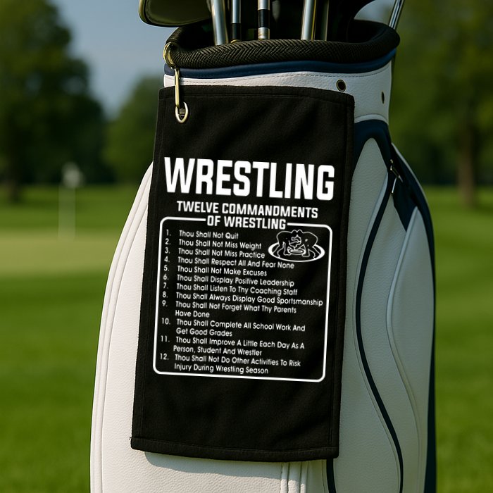 Twelve Commandments Of Wrestling Golf Towel