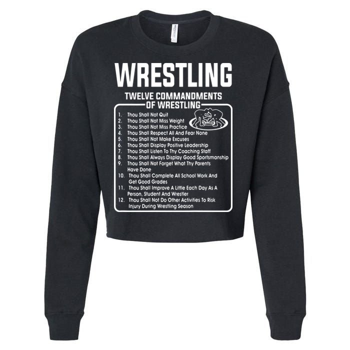 Twelve Commandments Of Wrestling Cropped Pullover Crew