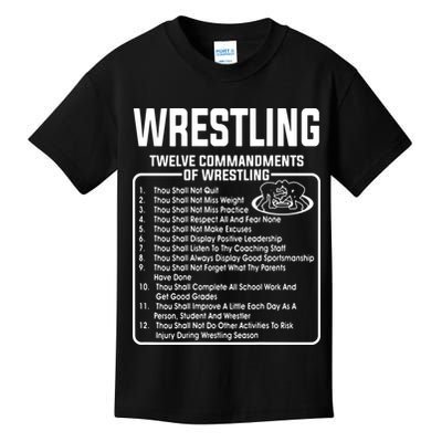 Twelve Commandments Of Wrestling Kids T-Shirt