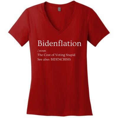 The Cost Of Voting Biden Inflation Anti Biden Tee Women's V-Neck T-Shirt