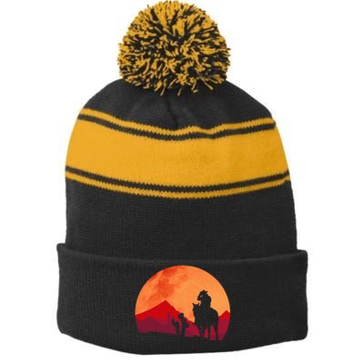 Texas Cowboy Old West Stripe Pom Pom Beanie