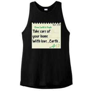 Take Care Of Your Home With Love Earth. Earth Day Ladies PosiCharge Tri-Blend Wicking Tank