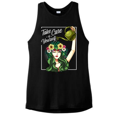 Take Care Of Yourself Selflove Body Positive Mental Health Ladies PosiCharge Tri-Blend Wicking Tank