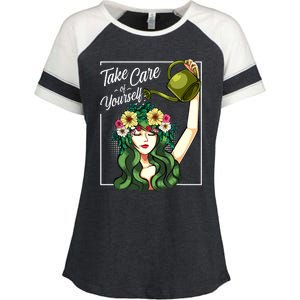 Take Care Of Yourself Selflove Body Positive Mental Health Enza Ladies Jersey Colorblock Tee