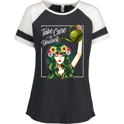 Take Care Of Yourself Selflove Body Positive Mental Health Enza Ladies Jersey Colorblock Tee