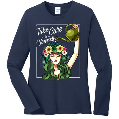 Take Care Of Yourself Selflove Body Positive Mental Health Ladies Long Sleeve Shirt